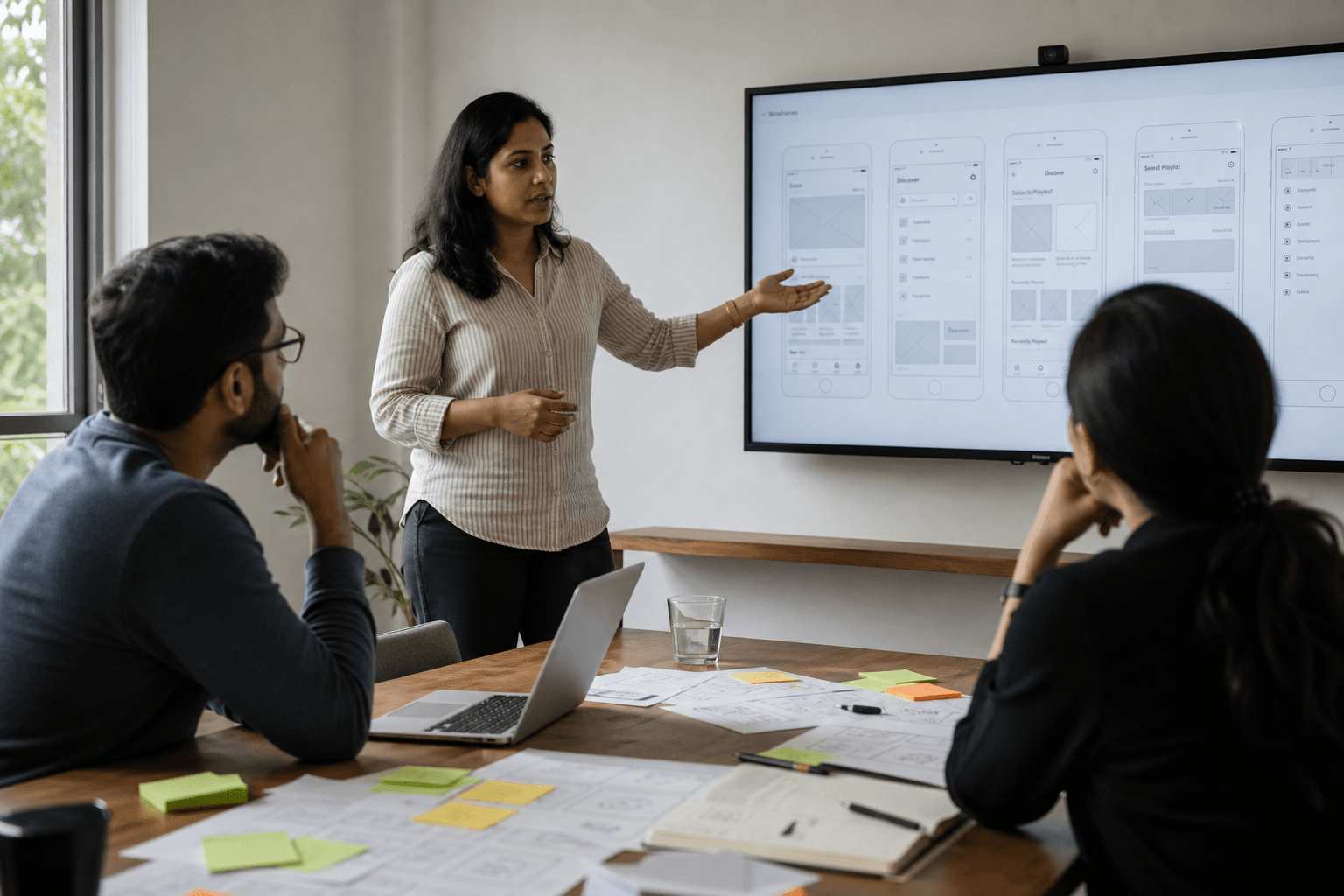 Client discovery workshop — presenting a mobile product prototype